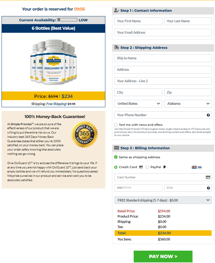 OxiGuard 10 Order Page